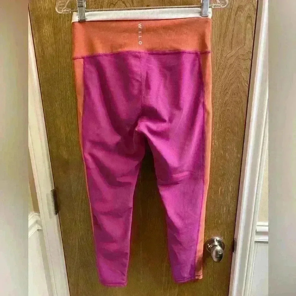 Wilo The Label Ribbed Colorblock Leggings Orange, Pink, White Size Large - Picture 4 of 8
